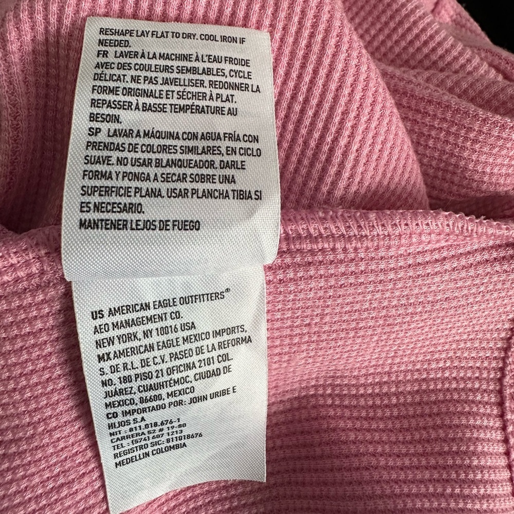 American Eagle | Pink Ribbed Mock Neck Long Sleeve Top | Stretch | Size XS - Picture 7 of 7